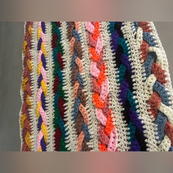 Crochet Multicolor Hand Made Bed Runner/ Foot Warmer/ Table Runner 23” X 73” - Picture 13 of 14